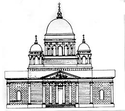 Эскиз фасада Спасского собора. Чертеж О.Монферрана