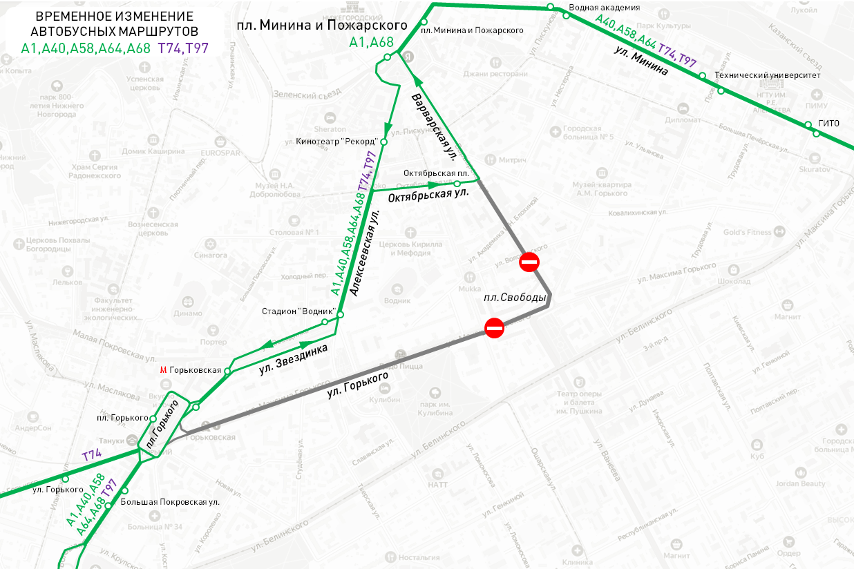 Карта автобусных маршрутов нижнего новгорода