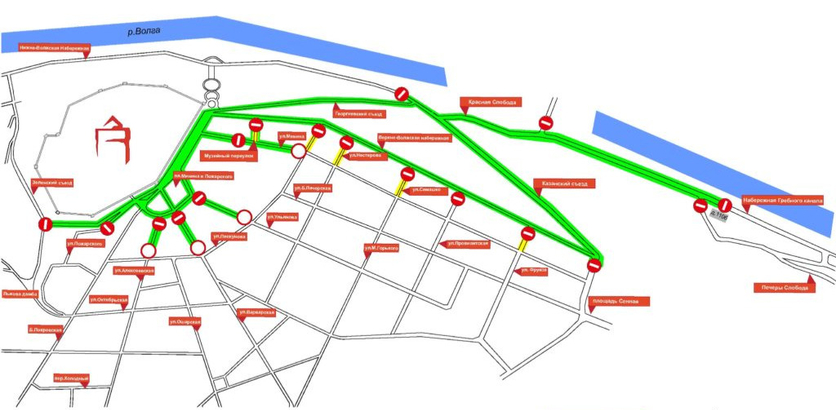Схема движения на 9 мая нижний новгород